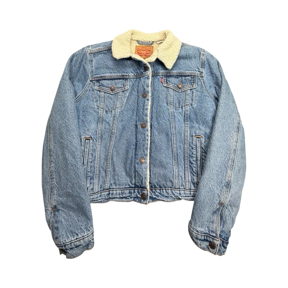 Levi's Denim Jacket Womens XL Blue Sherpa Lined Trucker Classic 36136-0000